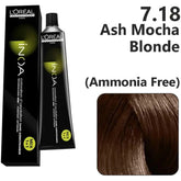 Loreal Inoa Hair Color 60G 7.18 Ash Mocha Blonde +Developer 1000ml Combo